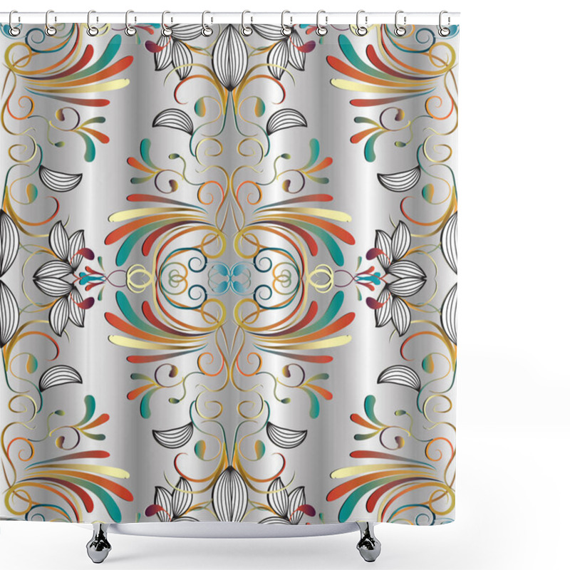 Personality  Elegance Floral Paisleys Seamless Pattern. Shower Curtains