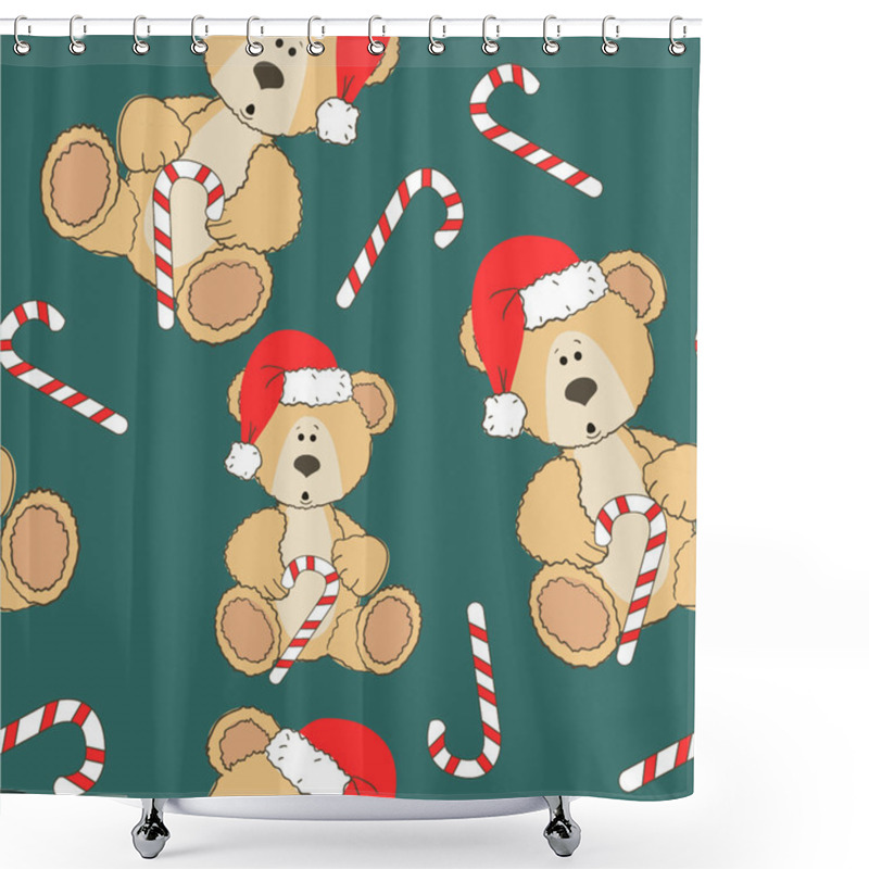 Personality  Christmas Teddy Bear Shower Curtains