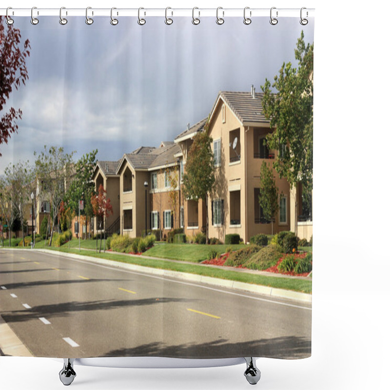 Personality  Modern Apartment Complex In Suburban Neighborhood Shower Curtains