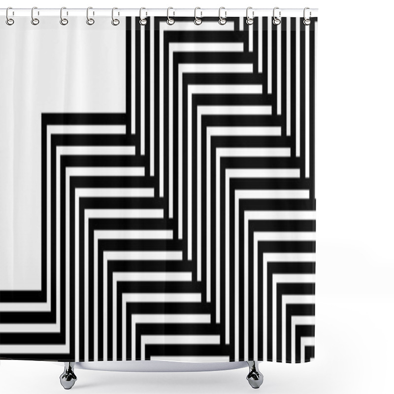 Personality  Abstract Black And White Geometric Lines. Background With Diagonal Lines. Modern Abstract Vector Texture. Shower Curtains