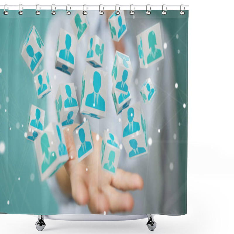 Personality  Businesswoman Choosing Candidate For A Job 3D Rendering Shower Curtains