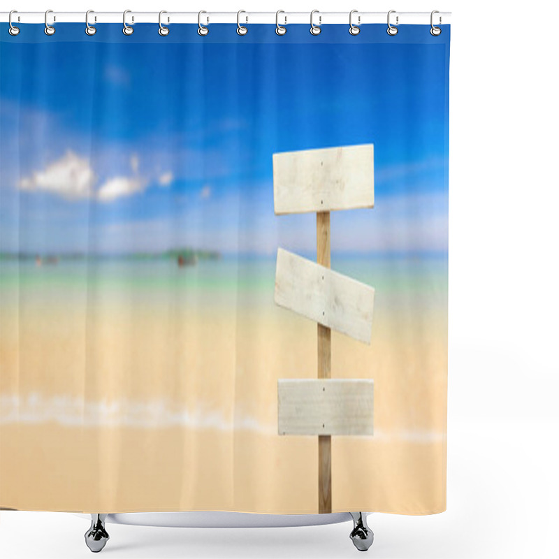 Personality  Signboard At The Beach Shower Curtains