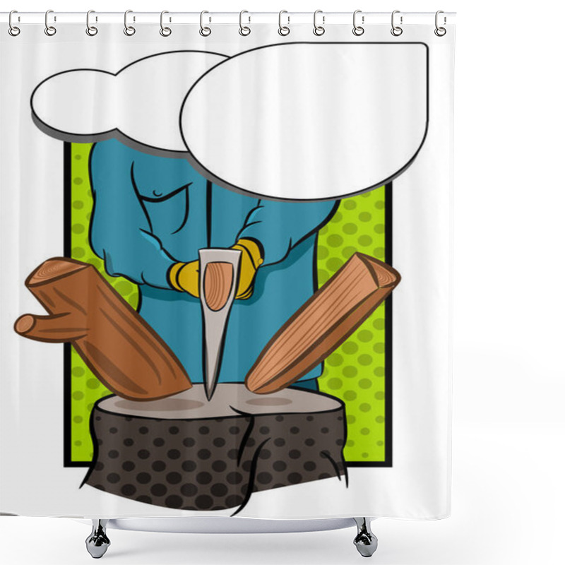 Personality  Cutting Fire Wood, Activity Vector Illustration Shower Curtains