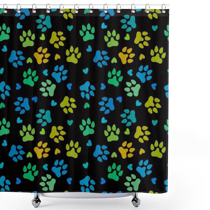 Personality  Cartoon Animals Seamless Footprints Dog Cat Pattern For Wrapping Paper And Fabrics And Linens And Kids Clothes Print And Kindergarten Packaging. High Quality Illustration Shower Curtains