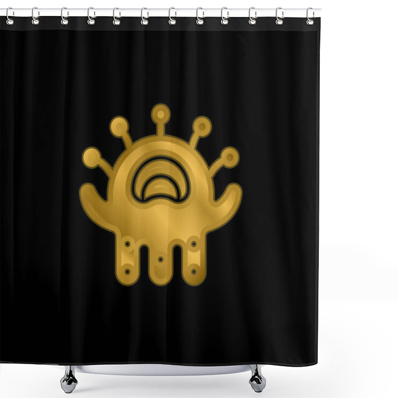 Personality  Alien Gold Plated Metalic Icon Or Logo Vector Shower Curtains