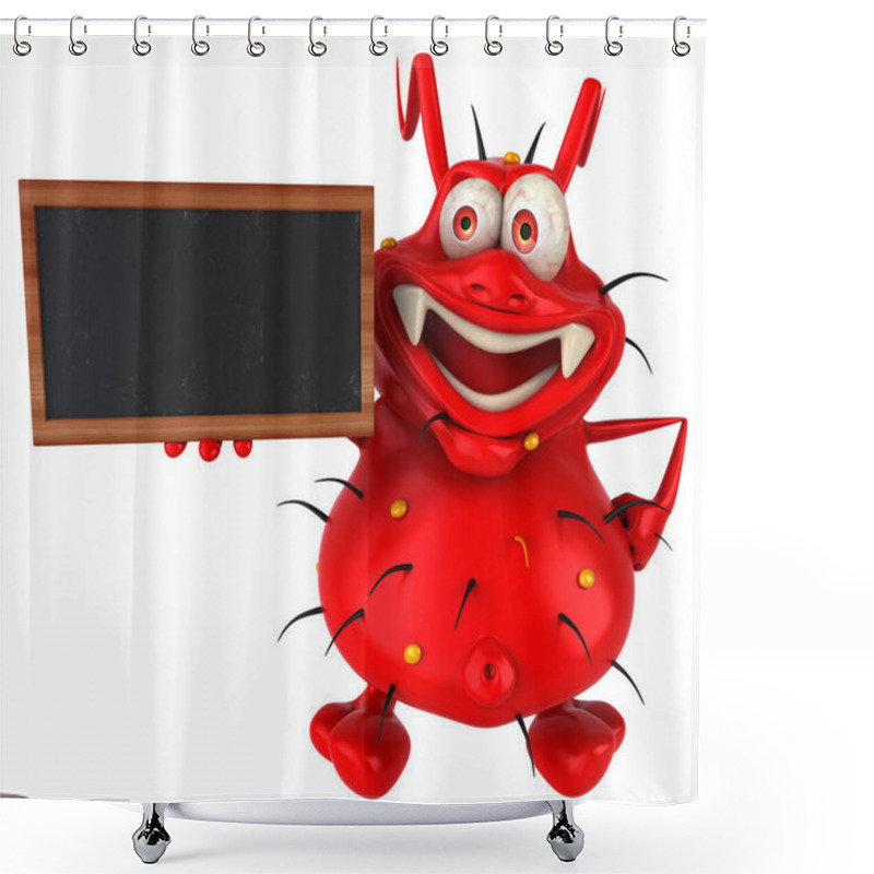 Personality  Fun 3D Germ Monster Holding A Blackboard Shower Curtains