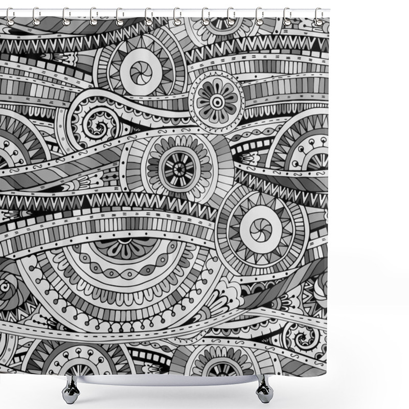 Personality  Tribal Doddle Ethnic Seamless Pattern. Shower Curtains