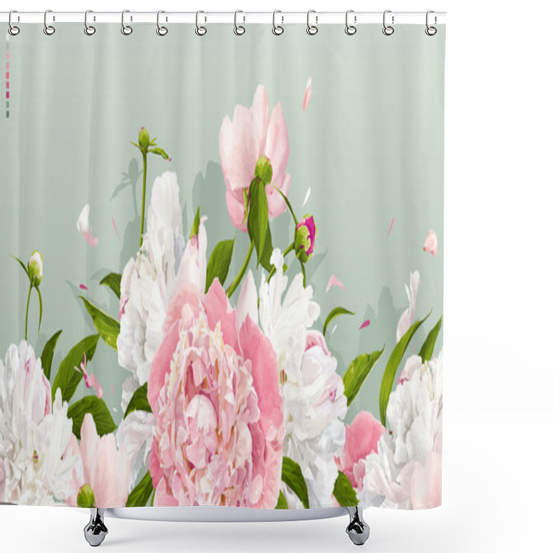 Personality  Pink And White Peony Background Shower Curtains