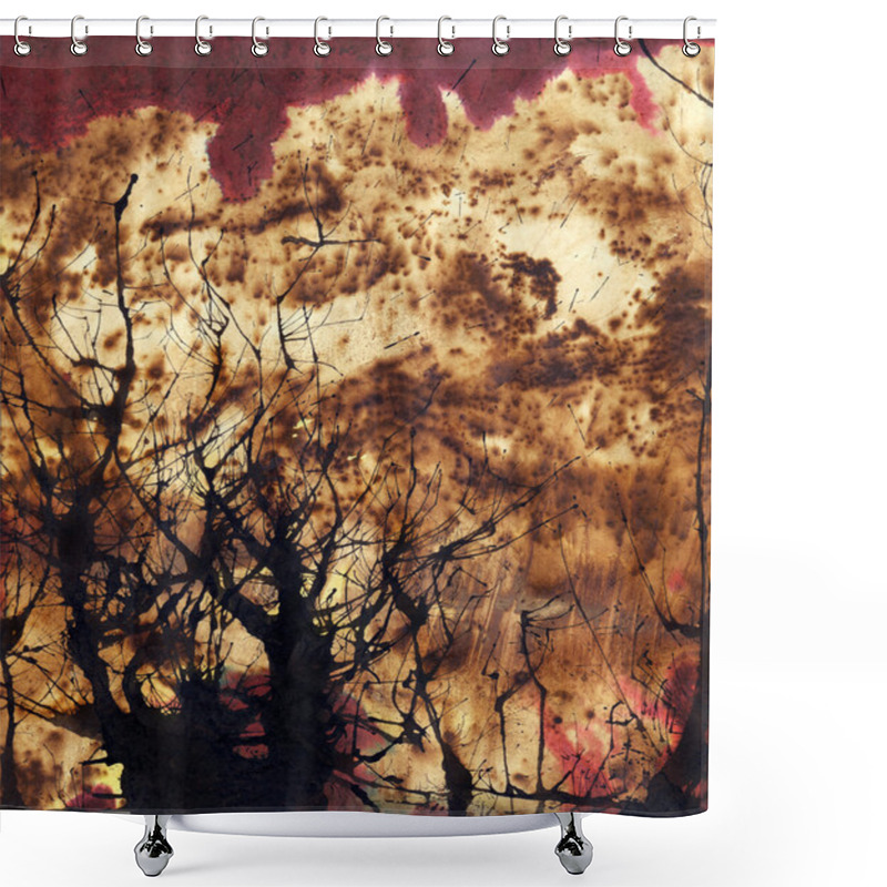 Personality  Picturesque Texture. Mottled Background With A Silhouette Of Spi Shower Curtains