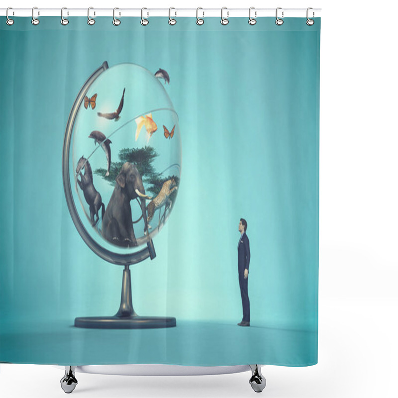 Personality  Man Concerned By A Globe Shower Curtains