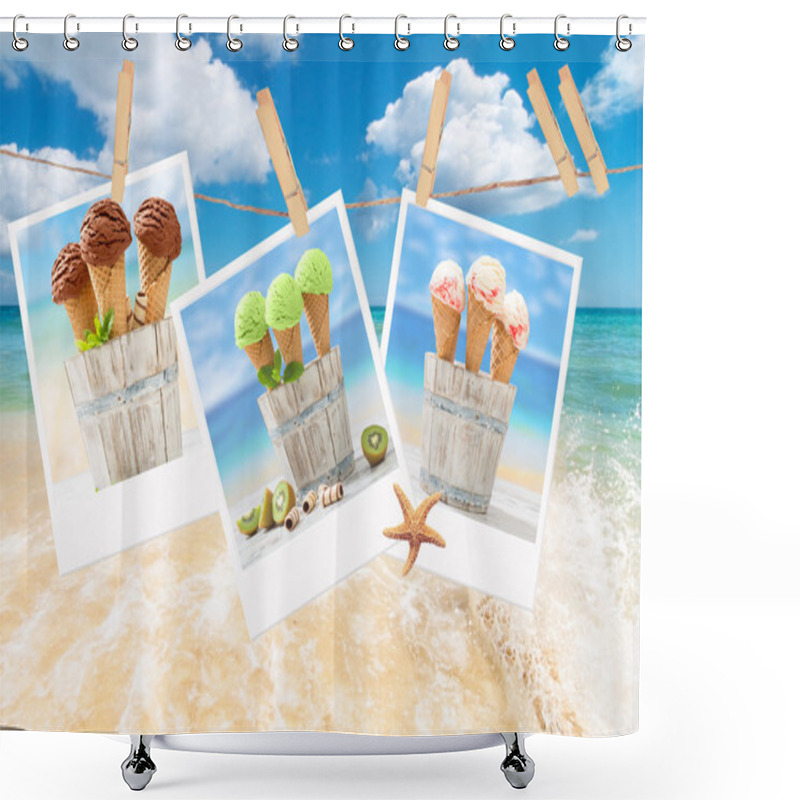 Personality  Icecream Polaroids Shower Curtains