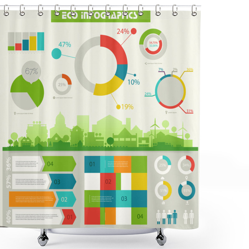 Personality  Eco Town Infographics Shower Curtains