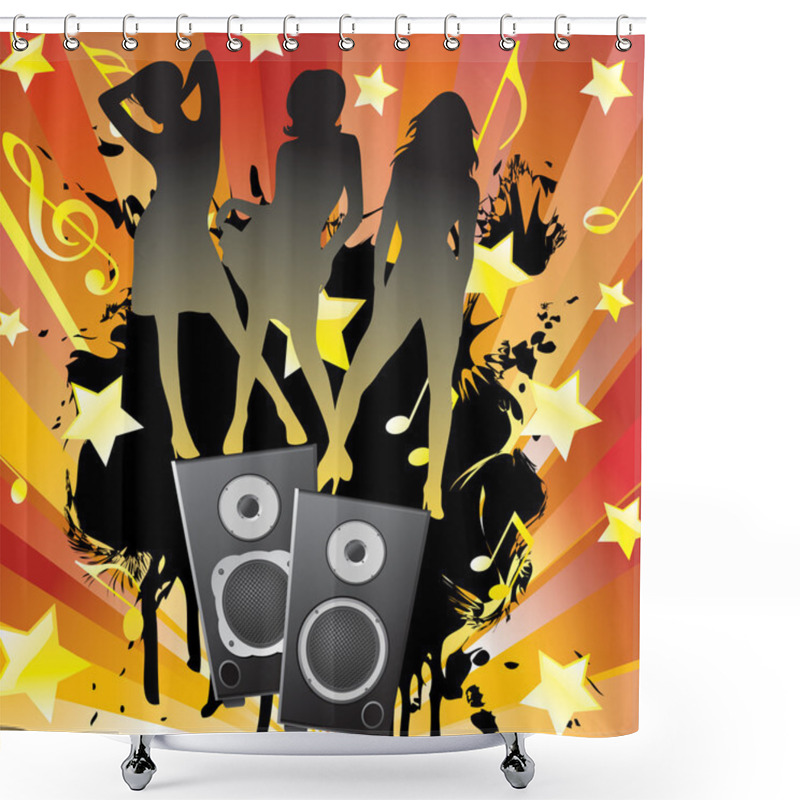 Personality  Musical Equipment And The Silhouettes Shower Curtains