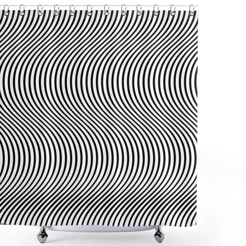 Personality  Vertical Waving, Wavy, Zigzag Lines. Irregular Parallel Stripes, Shower Curtains