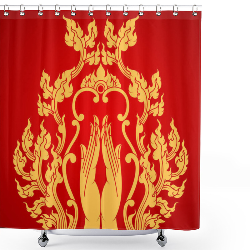 Personality  Gold Hand With Flora Pattern Shower Curtains