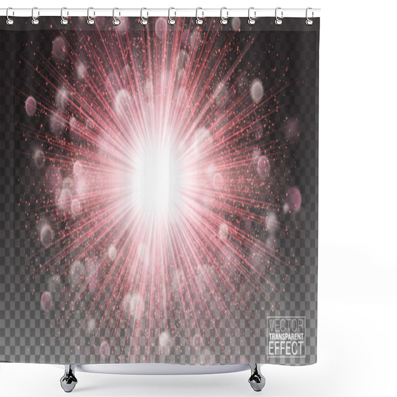 Personality  Abstract Light Overlay Effect On Transparent Background. Vector Illustration. Soft Pink Bokeh And Sparkles. Shimmer Sparkle Border Confetti Greeting Valentine S Day Card Shower Curtains