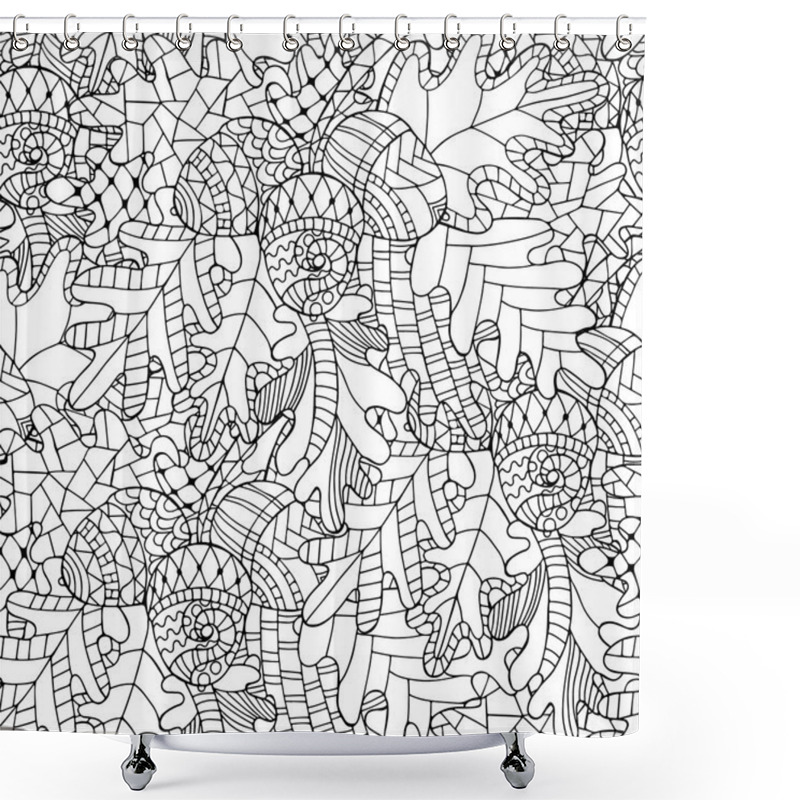 Personality  Seamless Pattern With Oak Brunch, Leaves And Acorns In Doodle St Shower Curtains