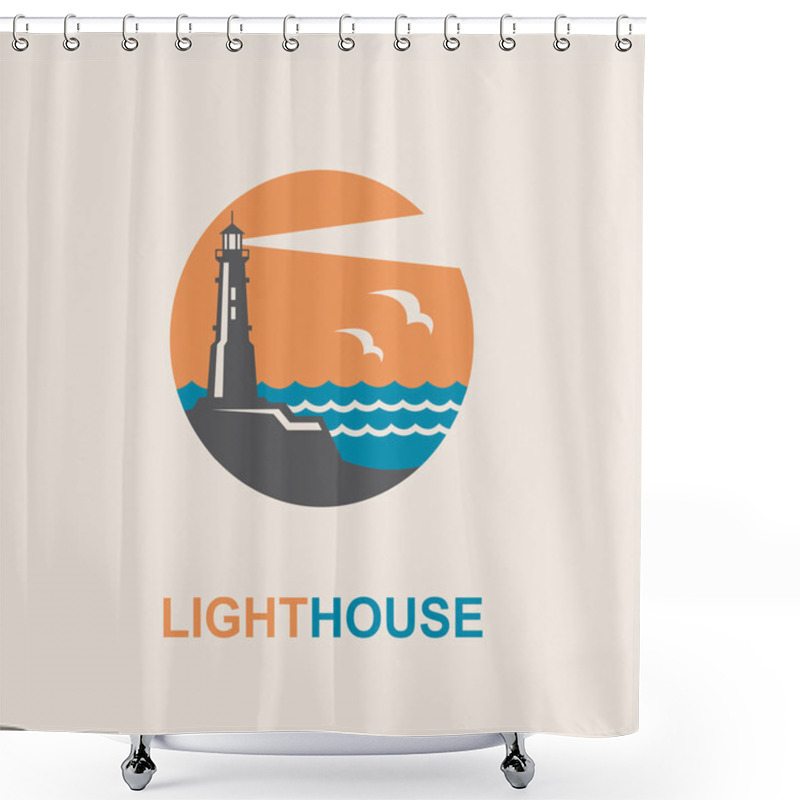 Personality  Lighthouse Icon Design Shower Curtains