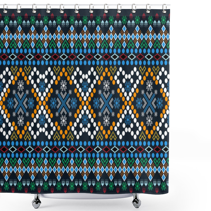 Personality  Ethnic Pattern Seamless, Geometric Design ,Aztec Embroidery Border Seamless Patterns.ethnic Design,  Pattern Art Wallpaper Background, Design For Fabric, Curtain, Carpet ,geometry Seamless Pattern Shower Curtains