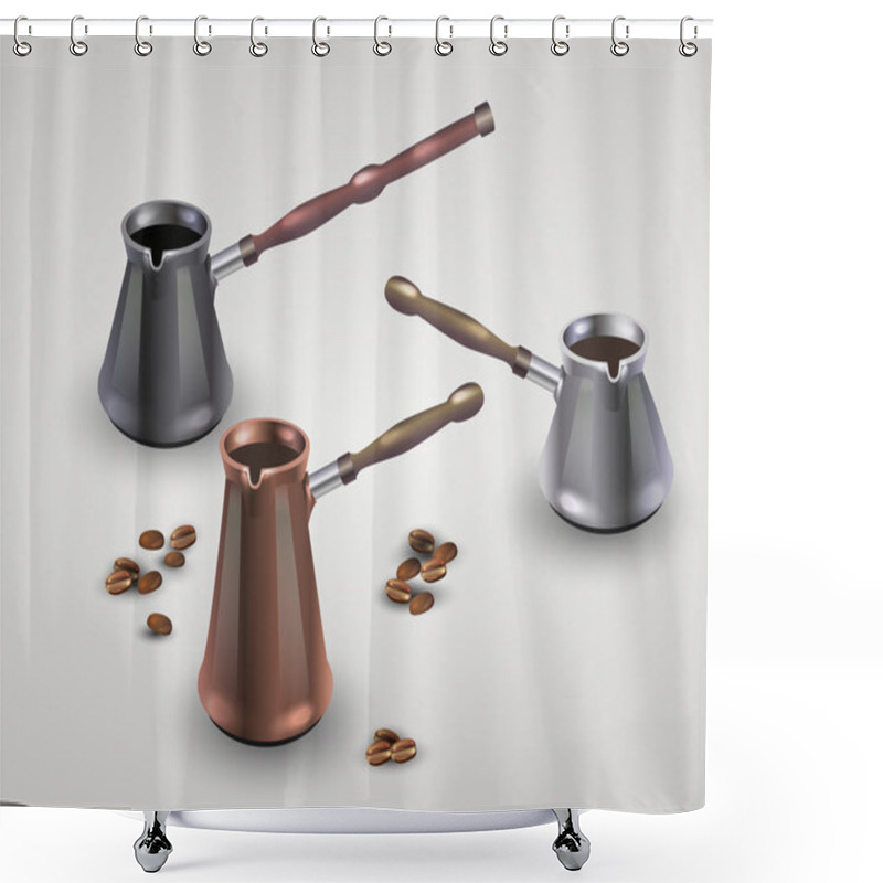 Personality  Vector Set Of Different Coffee Pots. Shower Curtains