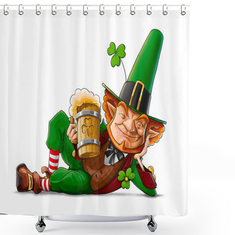 Personality  Elf Leprechaun With Beer For Saint Patrick's Day Shower Curtains