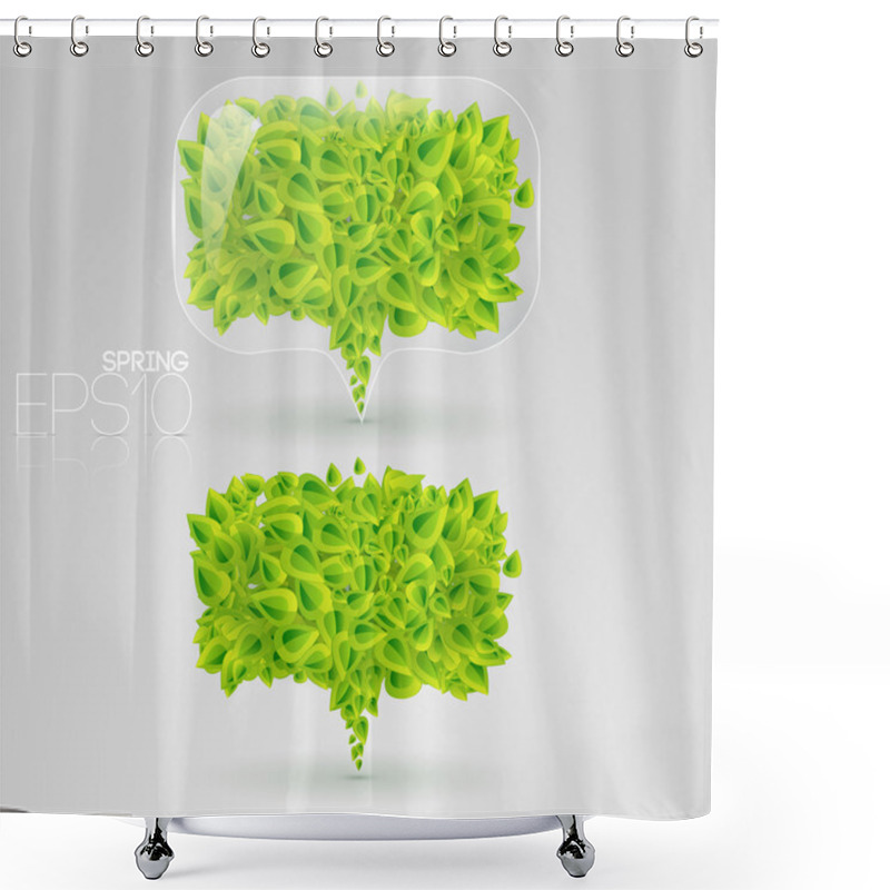 Personality  Speech Bubble Of Green Leaves. Vector Illustration. Shower Curtains