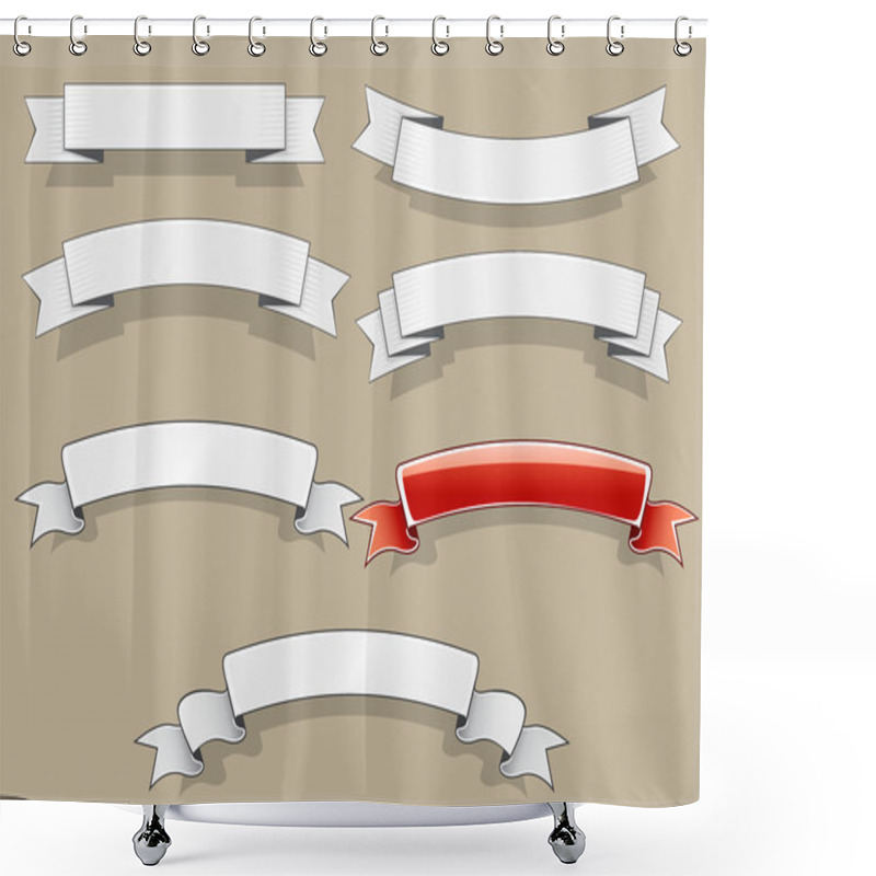 Personality  White And Red Banners Shower Curtains