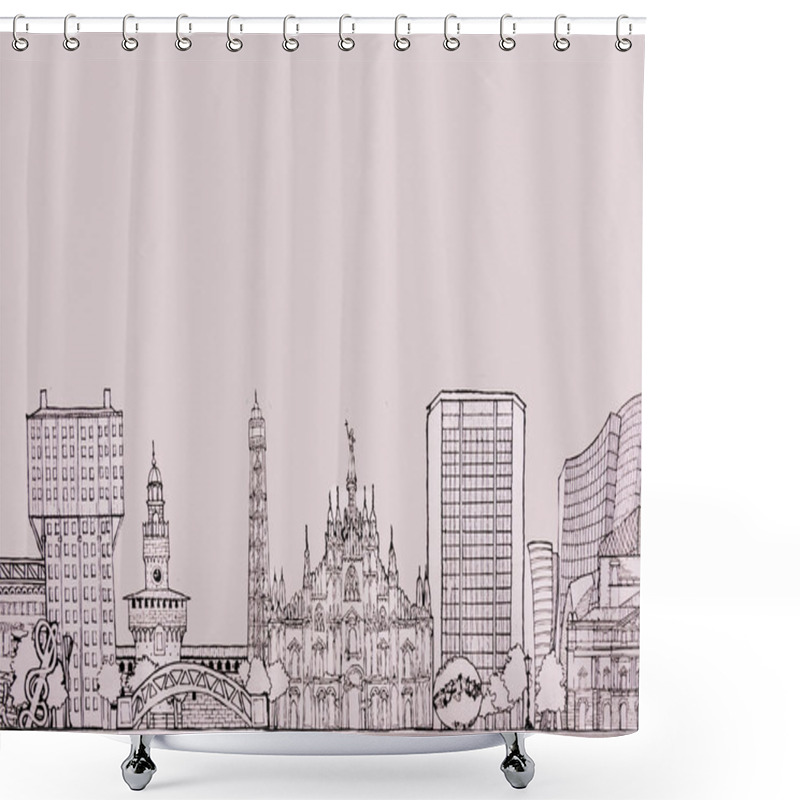 Personality  City Of Milan Skyline Shower Curtains