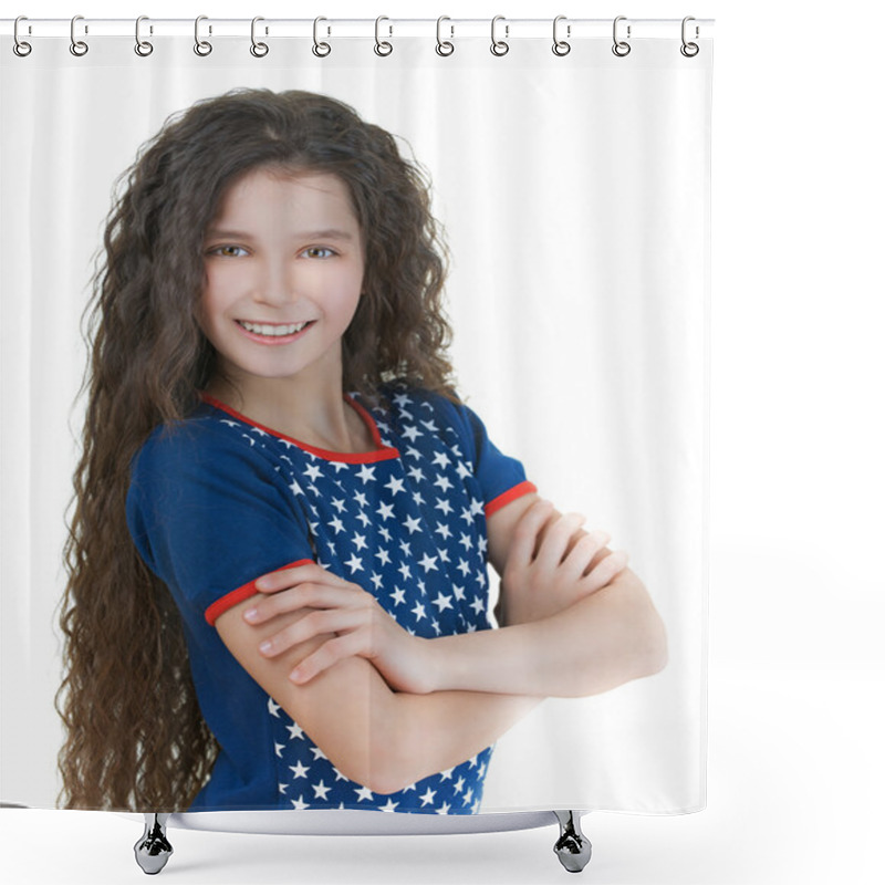 Personality  Beautiful Smiling Schoolgirl Shower Curtains