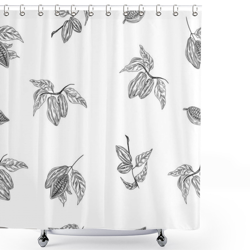 Personality  Cocoa Tree Branches On The Seamless Pattern, Floral Background Shower Curtains