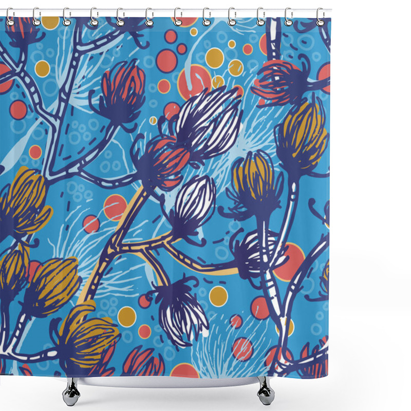 Personality  Autumn Branches Retro Seamless Pattern Shower Curtains