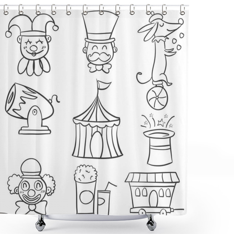 Personality  Doodle Element Object Circus Carnival Shower Curtains