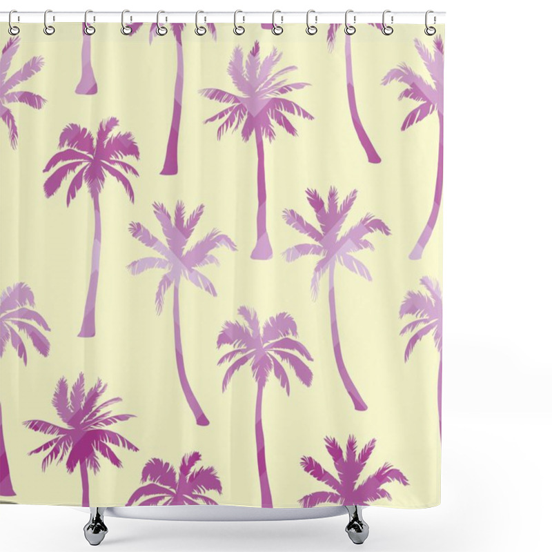 Personality  Palm Tree Pattern. Seamless Hand Drawn Textures On Exotic Trendy Background. Shower Curtains