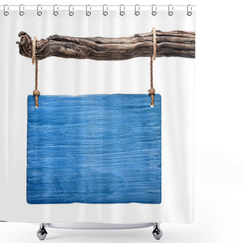 Personality  Blue Wood Signboard Of A Greek Tavern Shower Curtains