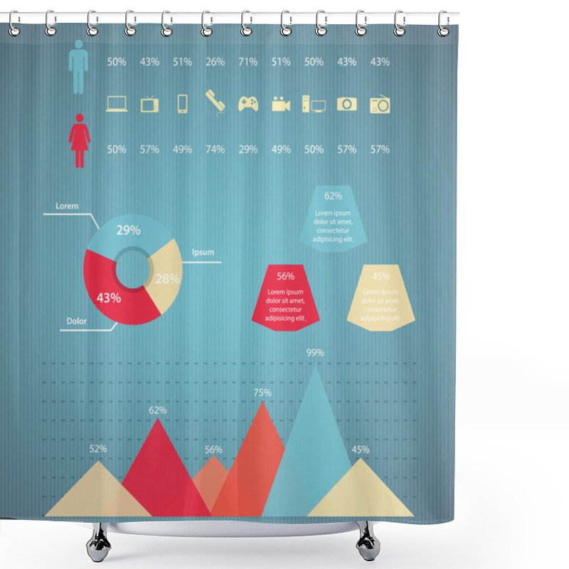 Personality  Business Infographic Elements, Vector Illustration  Shower Curtains