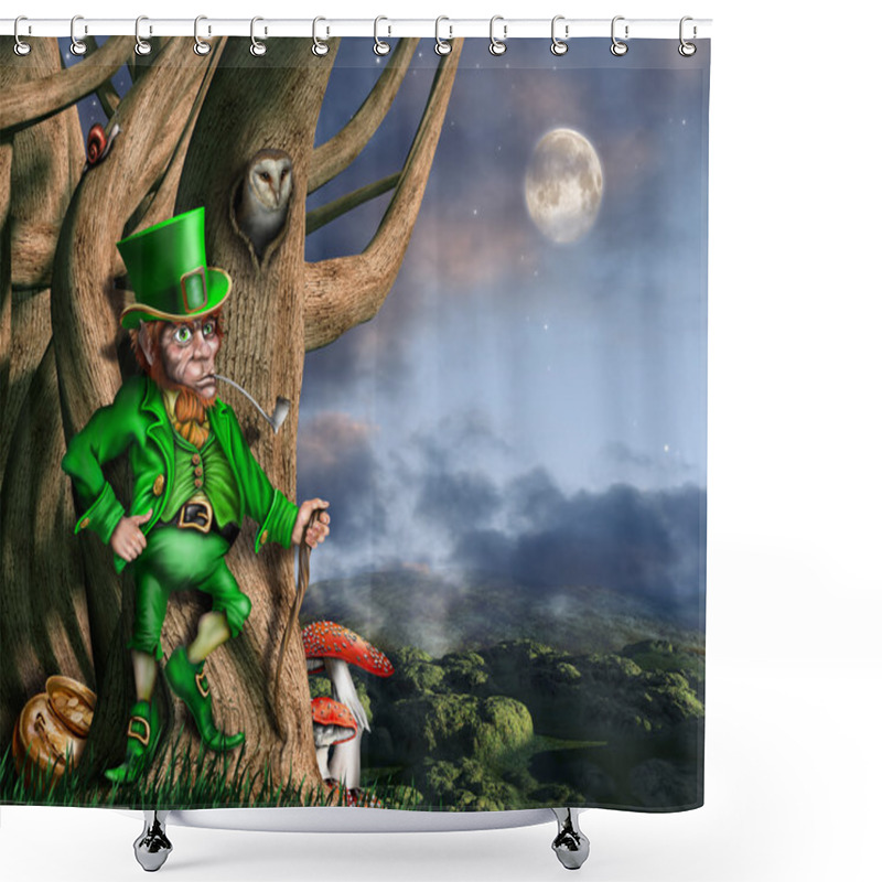 Personality  Leprechaun At Night Shower Curtains