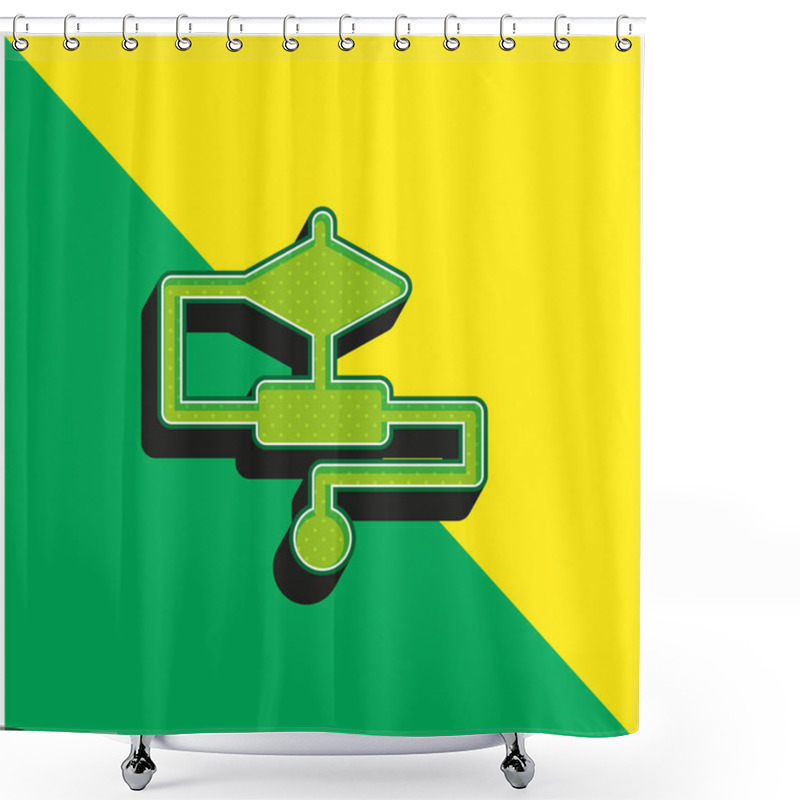 Personality  Algorithm Green And Yellow Modern 3d Vector Icon Logo Shower Curtains