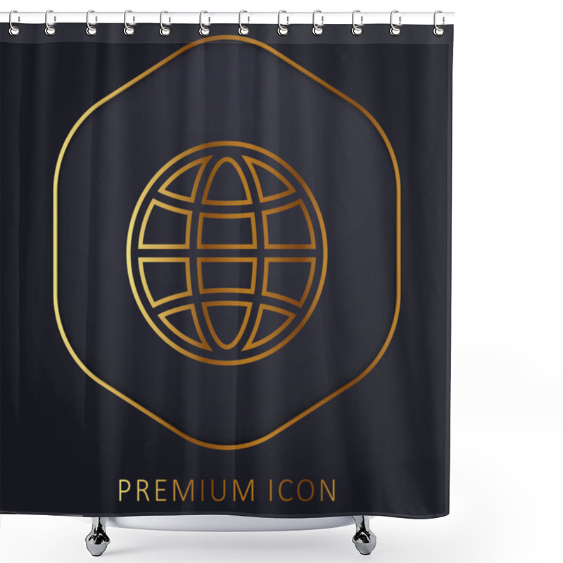 Personality  Big Globe Golden Line Premium Logo Or Icon Shower Curtains