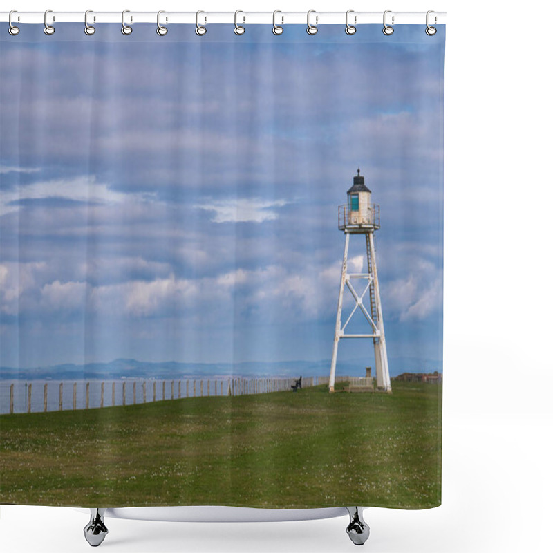 Personality  Built On A Steel Tower, The 12m Tall East Cote Lighthouse At Silloth On The Solway Coast, Cumbria, England, UK. Shower Curtains