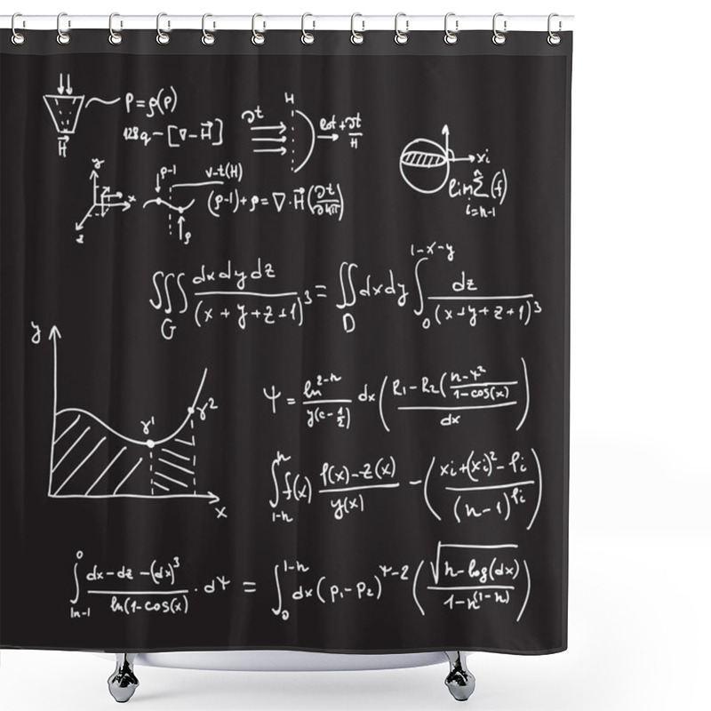 Personality  Vector Pattern With Mathematical Formulas Shower Curtains