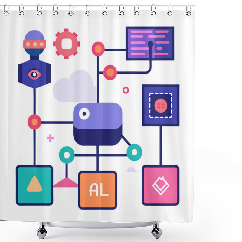 Personality  A Creative Depiction Of AI Algorithms Represented Through Code Snippets As Graphics. This Design Captures The Essence Of Machine Learning, Data Processing, And The Logic Behind Artificial Intelligence In A Visually Engaging Way. Shower Curtains