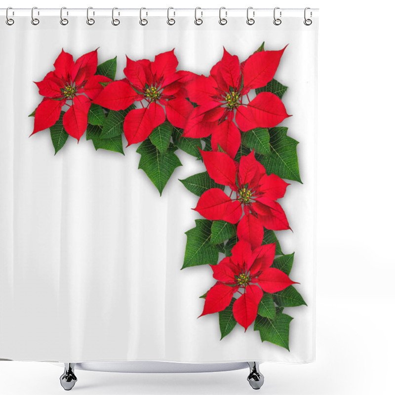 Personality  Poinsettia Flowers Christmas Decoration Shower Curtains