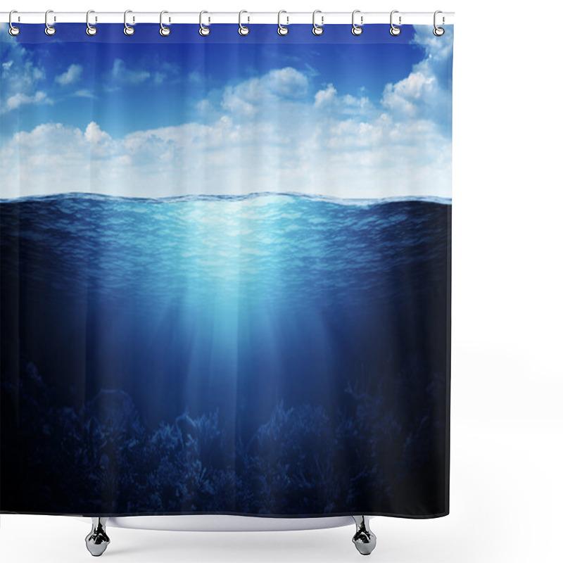 Personality  Waterline And Underwater Background Shower Curtains