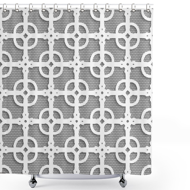 Personality  Geometrical Ornament With White Dots Texture Shower Curtains