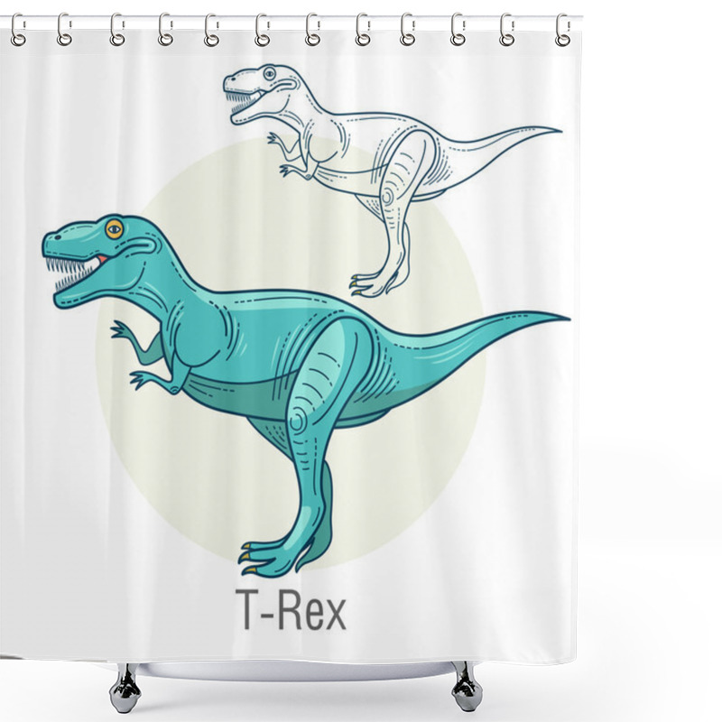 Personality  Vector Image Of A Dinosaur - Tyrannosaurus. Shower Curtains