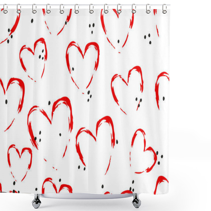 Personality  Red Hearts Seamless Pattern Background.  Fashionable Template For Design. Shower Curtains