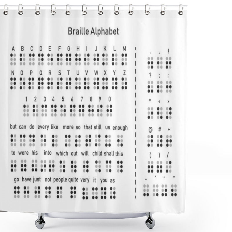 Personality  English Alphabet And Numbers Are Decorated With Braille. Words And Punctuation Marks Shower Curtains