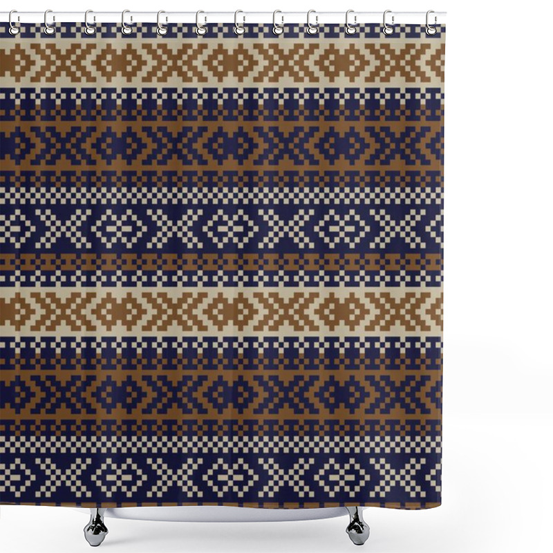 Personality  Brown Christmas Fair Isle Pattern Background For Fashion Textiles, Knitwear And Graphics Shower Curtains