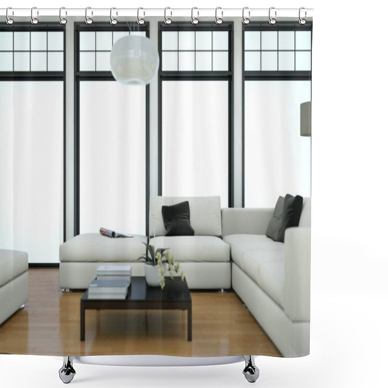 Personality  Minimalistic Loft Interior Design With Sofas And Concrete Walls Shower Curtains