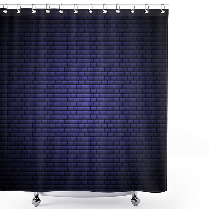 Personality  Brick Wall With Light Source Background Isolated On Dark Blue. Vector Illustration. Shower Curtains